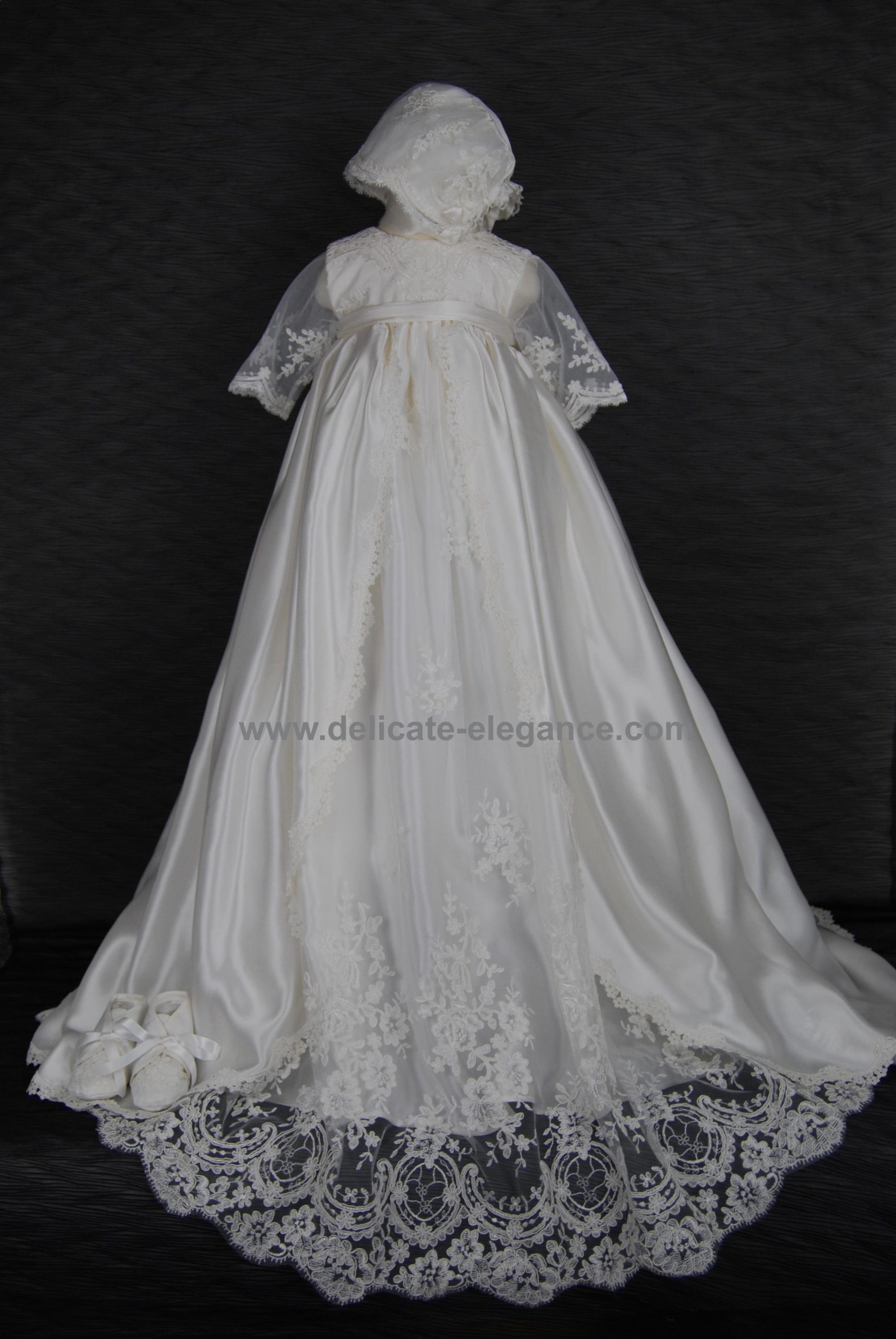 4220: Girls' Silk Satin Christening Gown