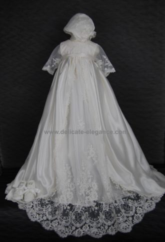 4220: Girls' Silk Satin Christening Gown