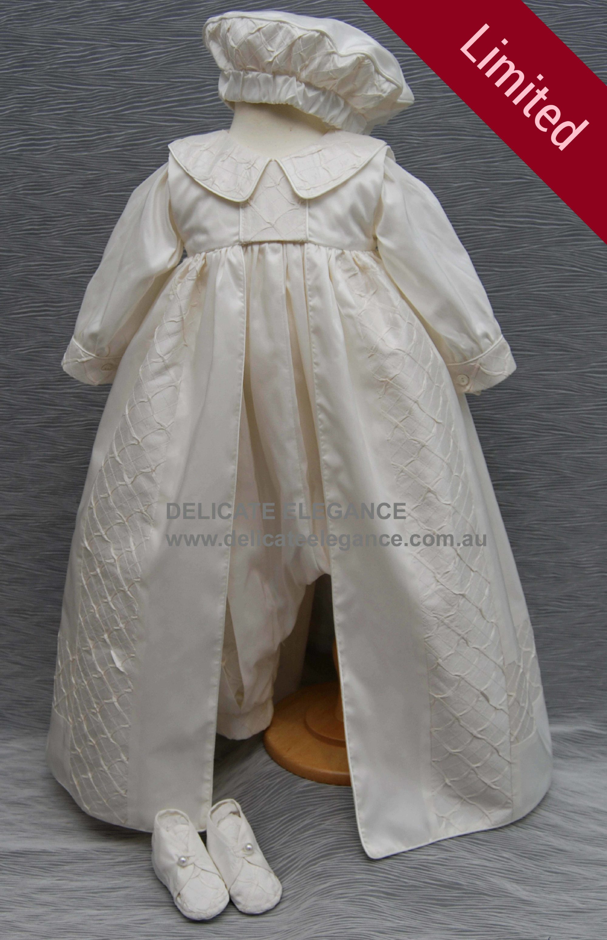 4232 (IRREG): Boys' Silk Christening Romper & Cape