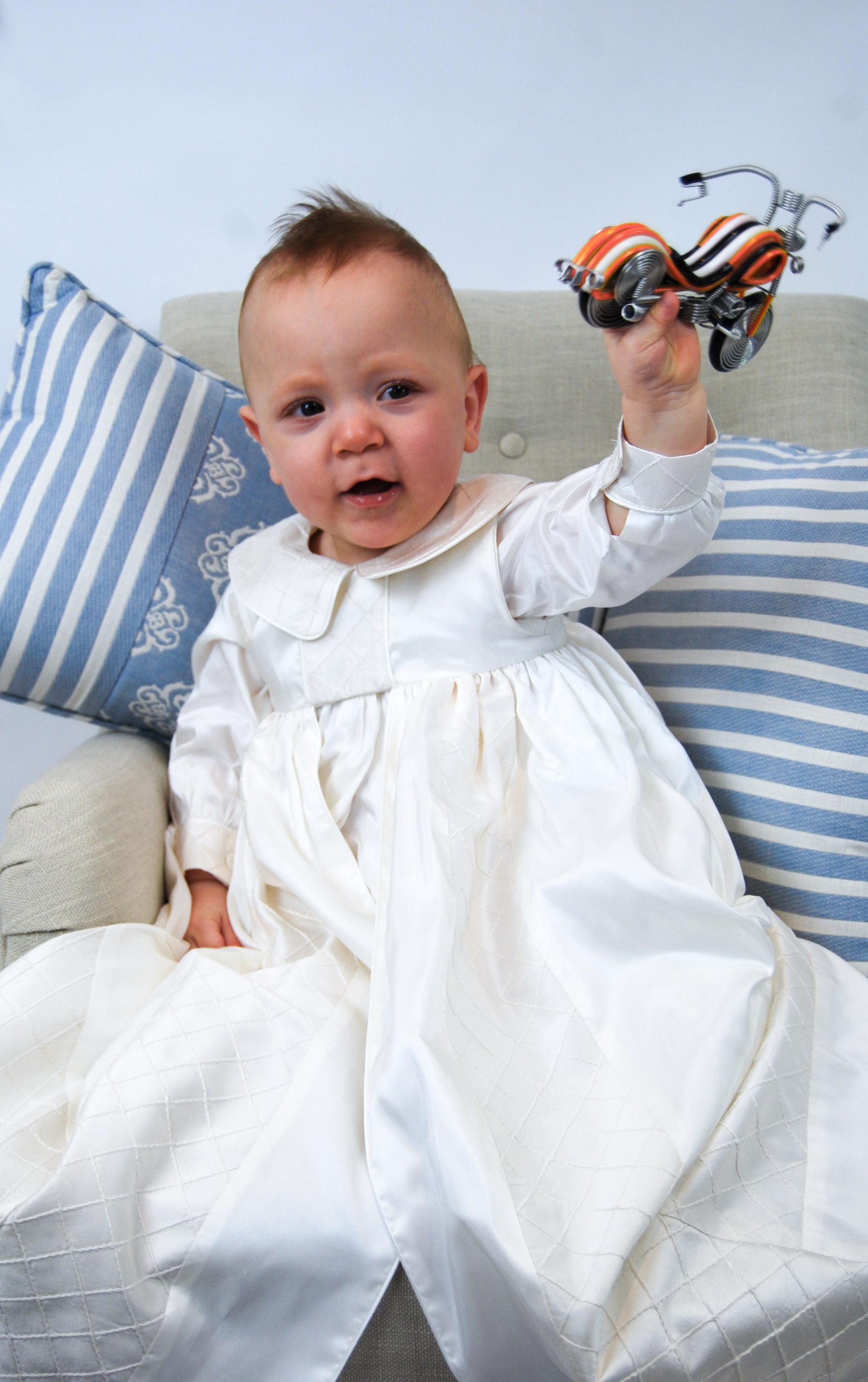 4232: Boys' Silk Christening Romper & Cape