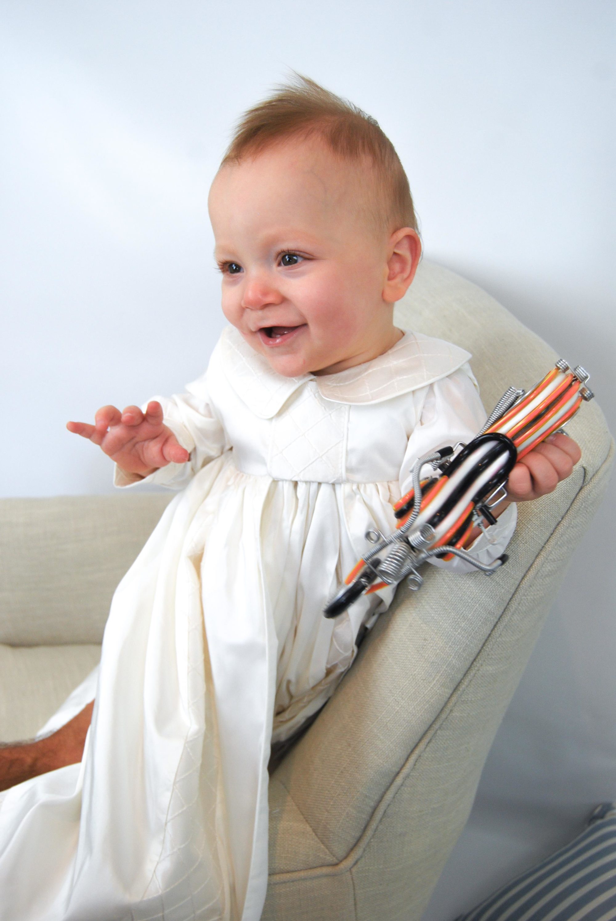 4232: Boys' Silk Christening Romper & Cape