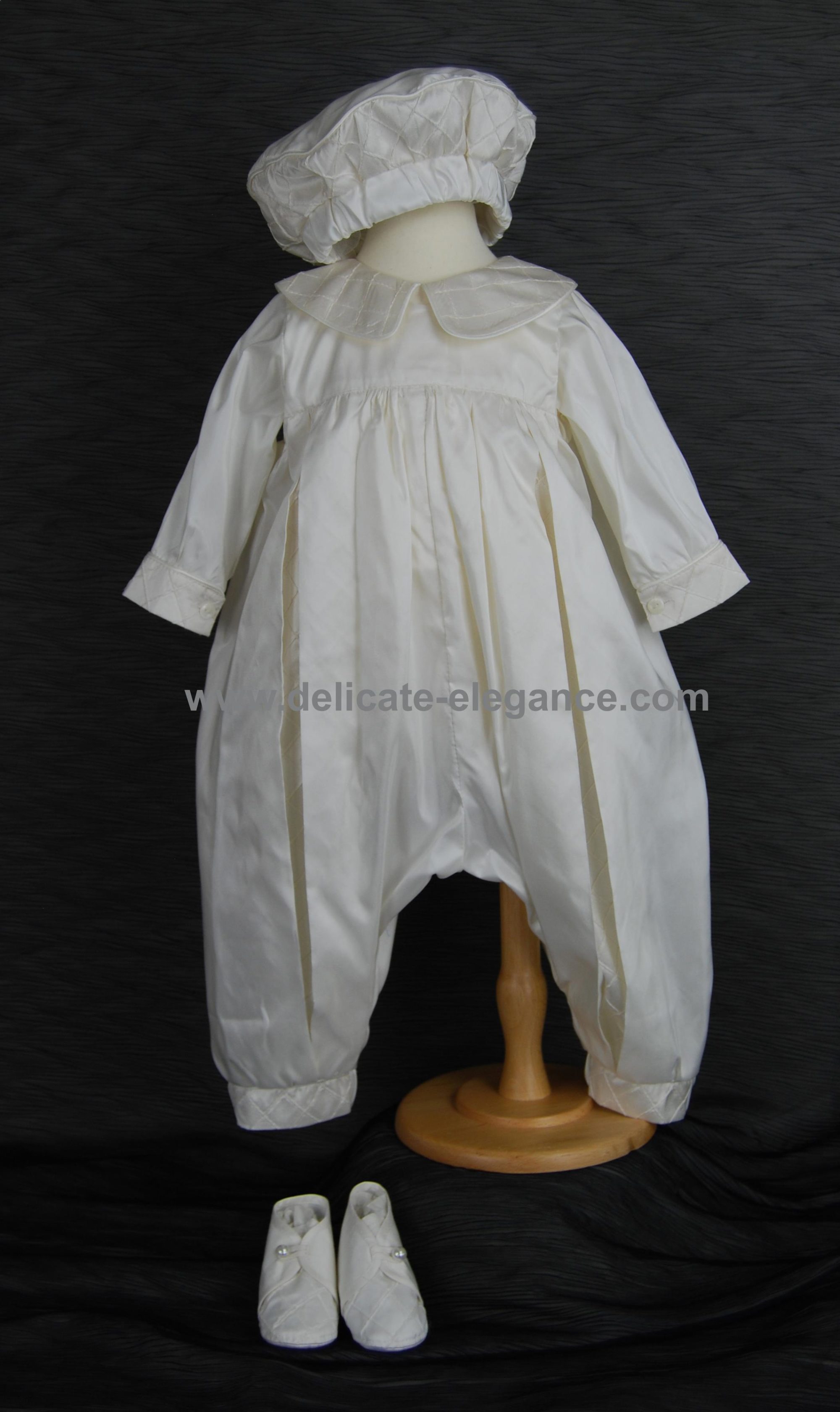 4232: Boys' Silk Christening Romper (part of set)