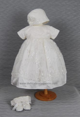 4241B (Ivory Lace): Girls' Silk Christening Dress