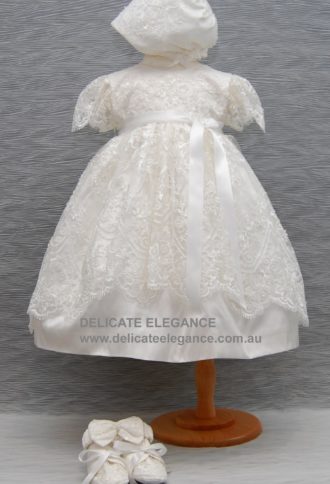 4249 (Ivory Lace): Girls' Silk Christening Dress