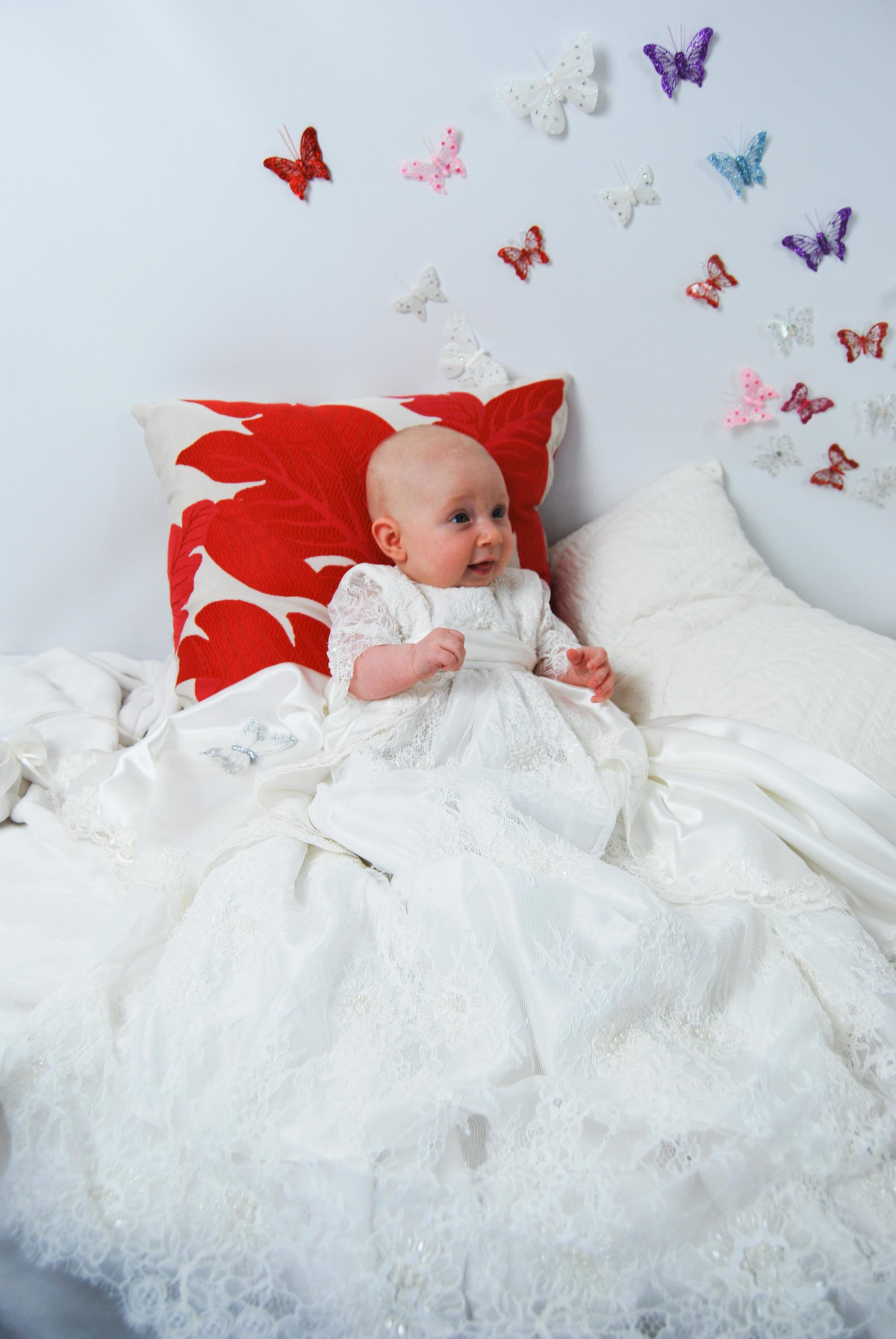 4261B: Girls' Silk Satin Christening Gown