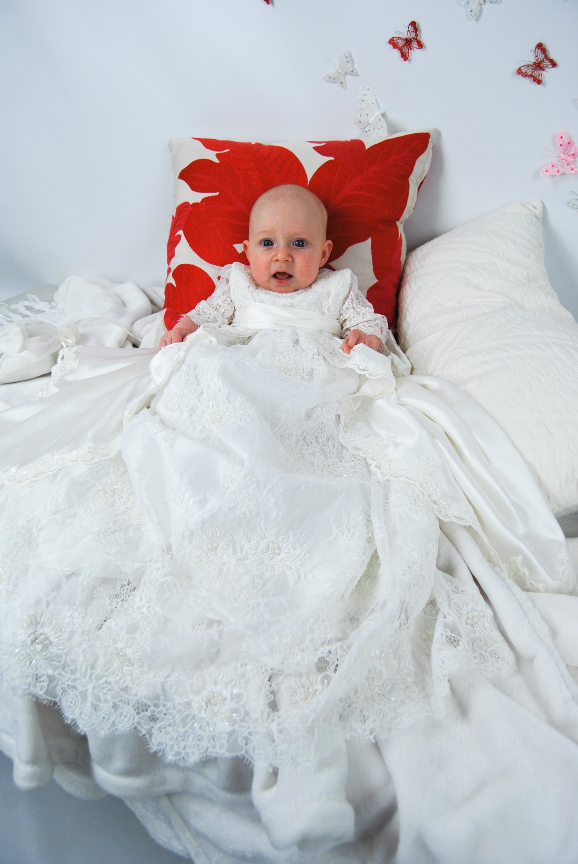 4261B: Girls' Silk Satin Christening Gown