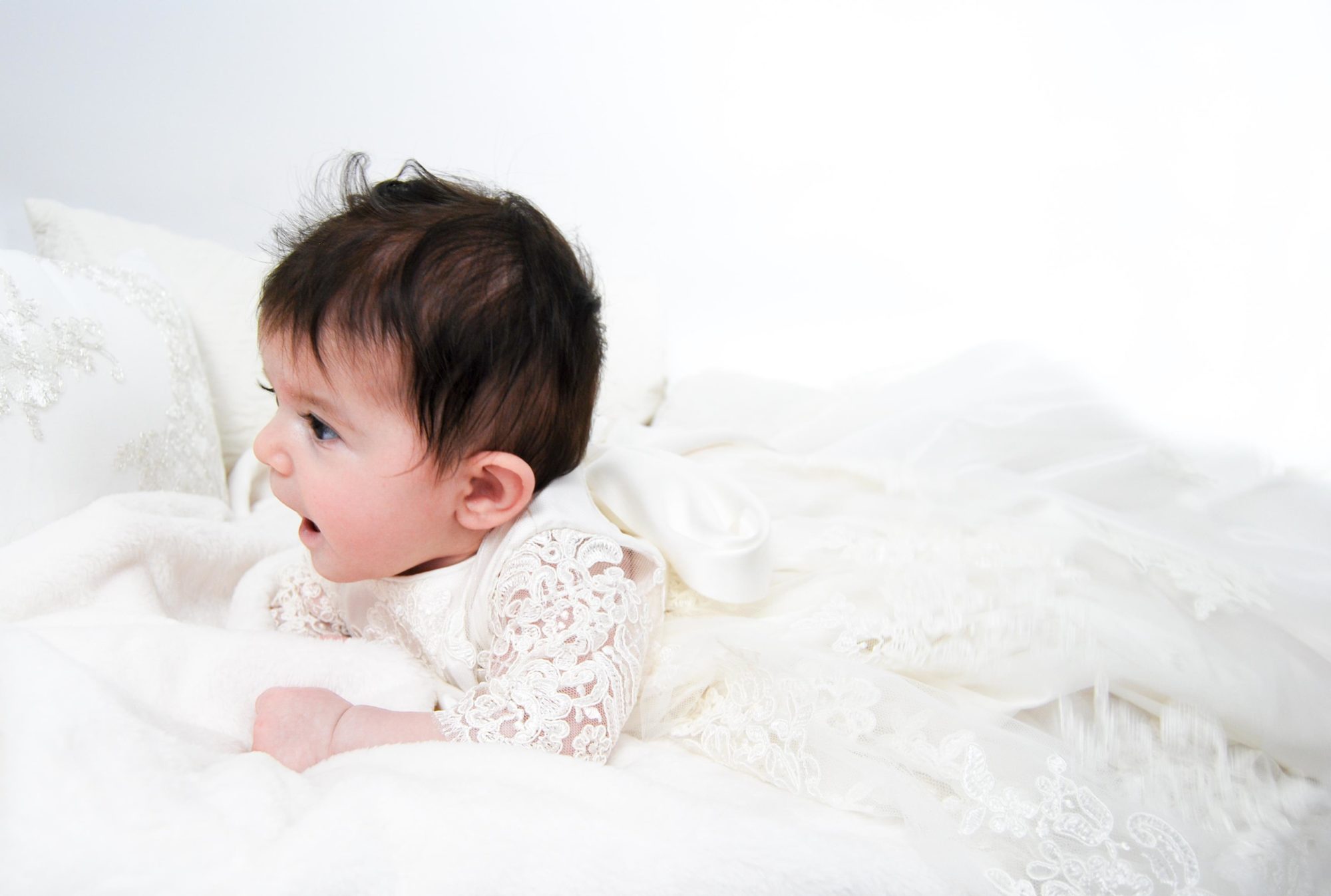 4264 (Ivory Lace): Girls' Silk Christening Gown