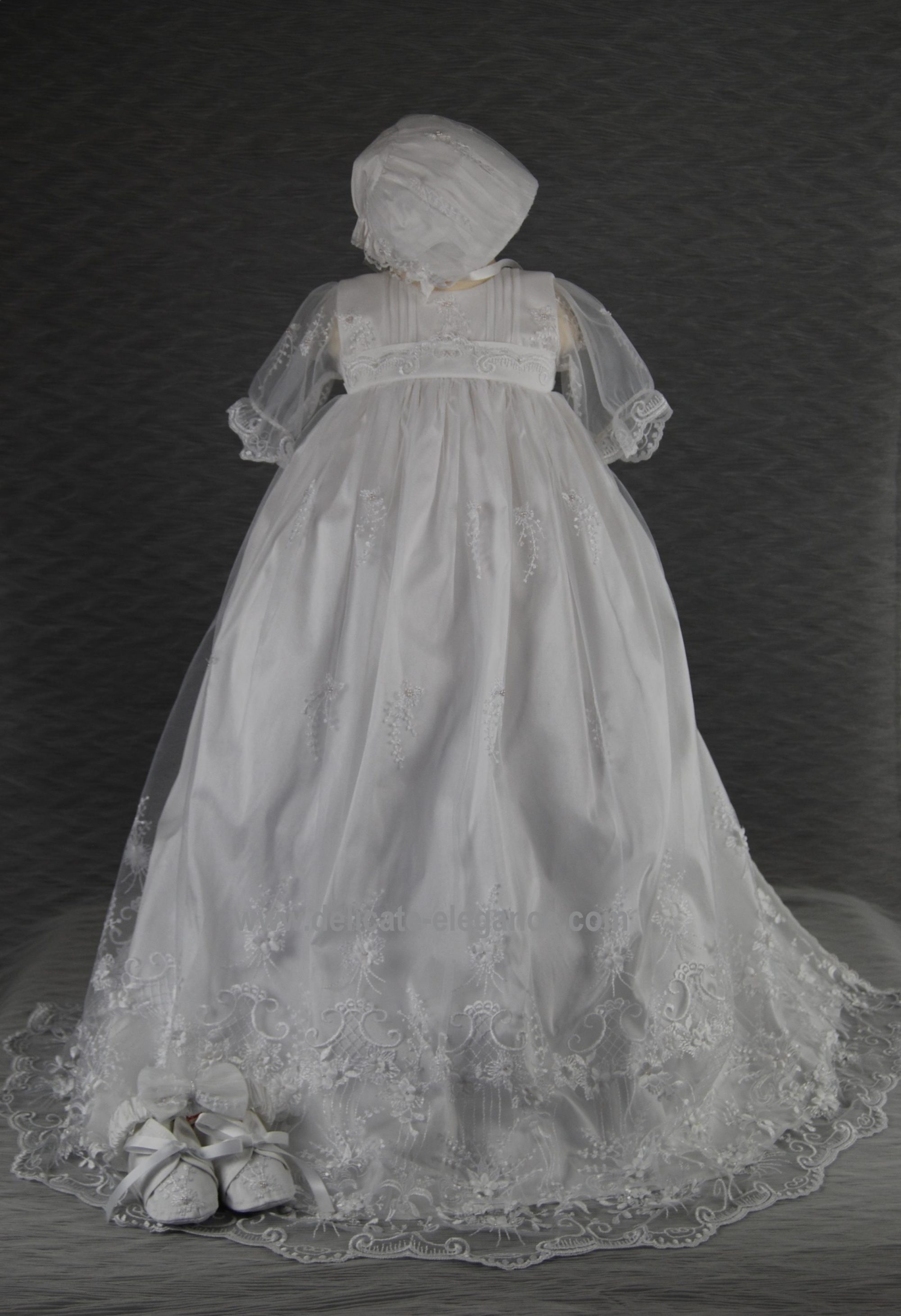 4266 (White Lace): Girls' Christening Gown