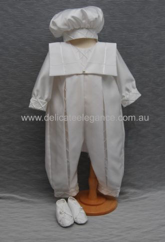 4271: Boys' Satin Christening Romper