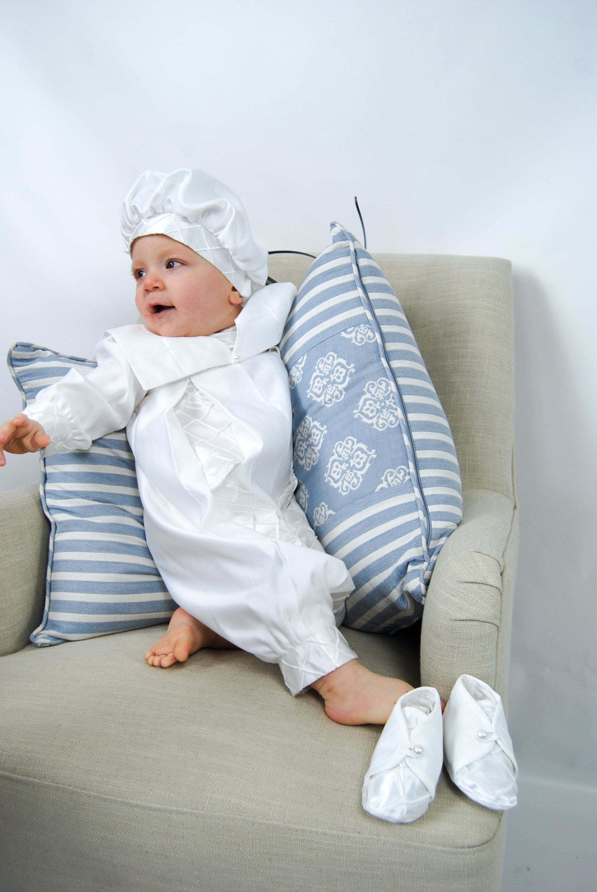 4271: Boys' Satin Christening Romper