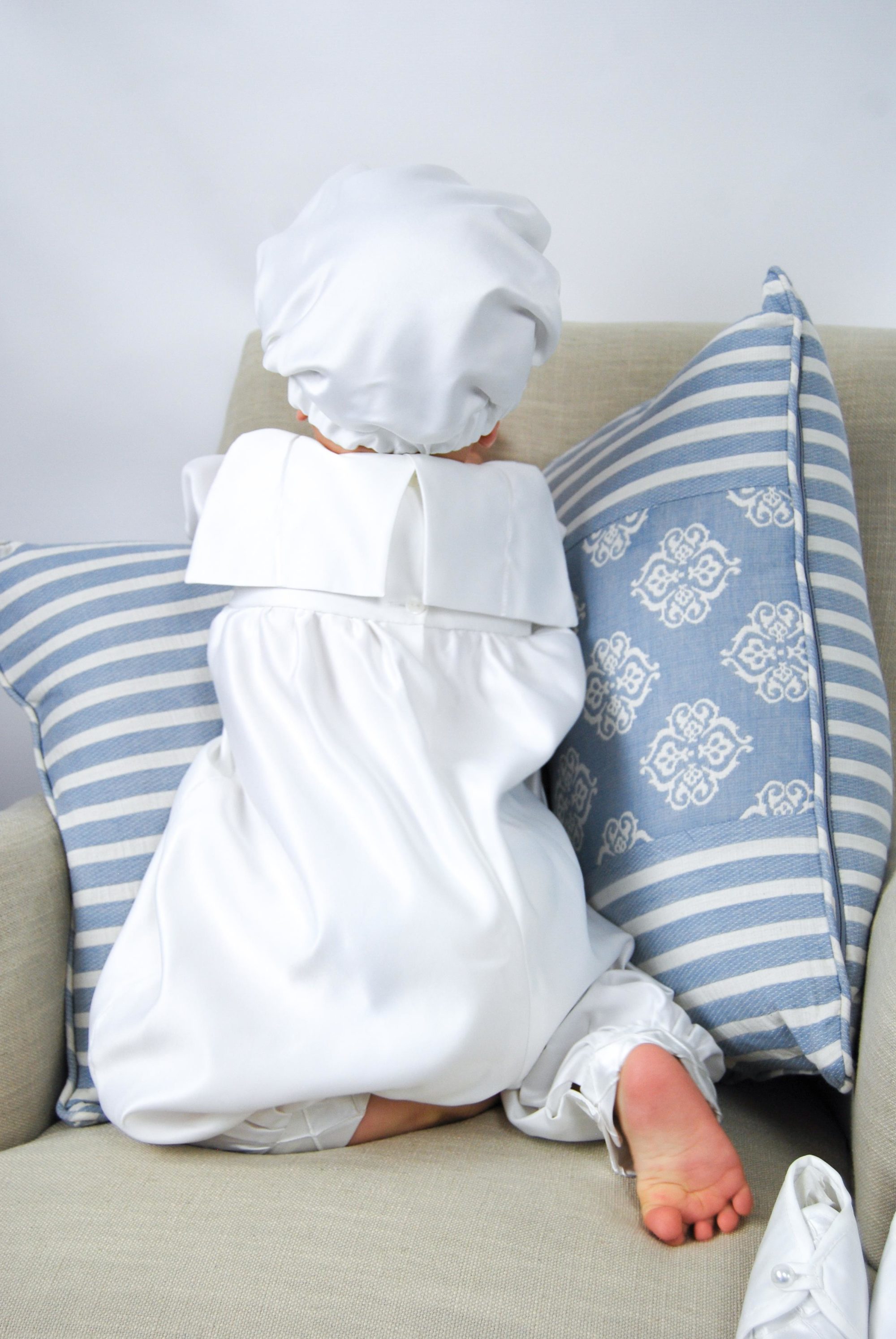 4271: Boys' Satin Christening Romper