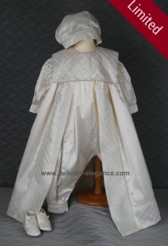 417278: Boys' Silk Christening Romper & Cape