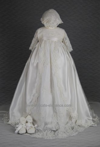 4261B: Girls' Silk Satin Christening Gown