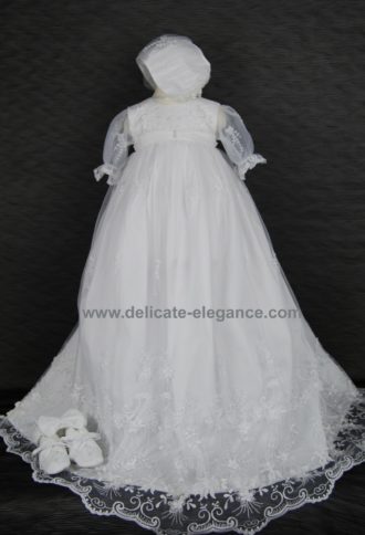 4266B: Girls' Shantung Christening Gown