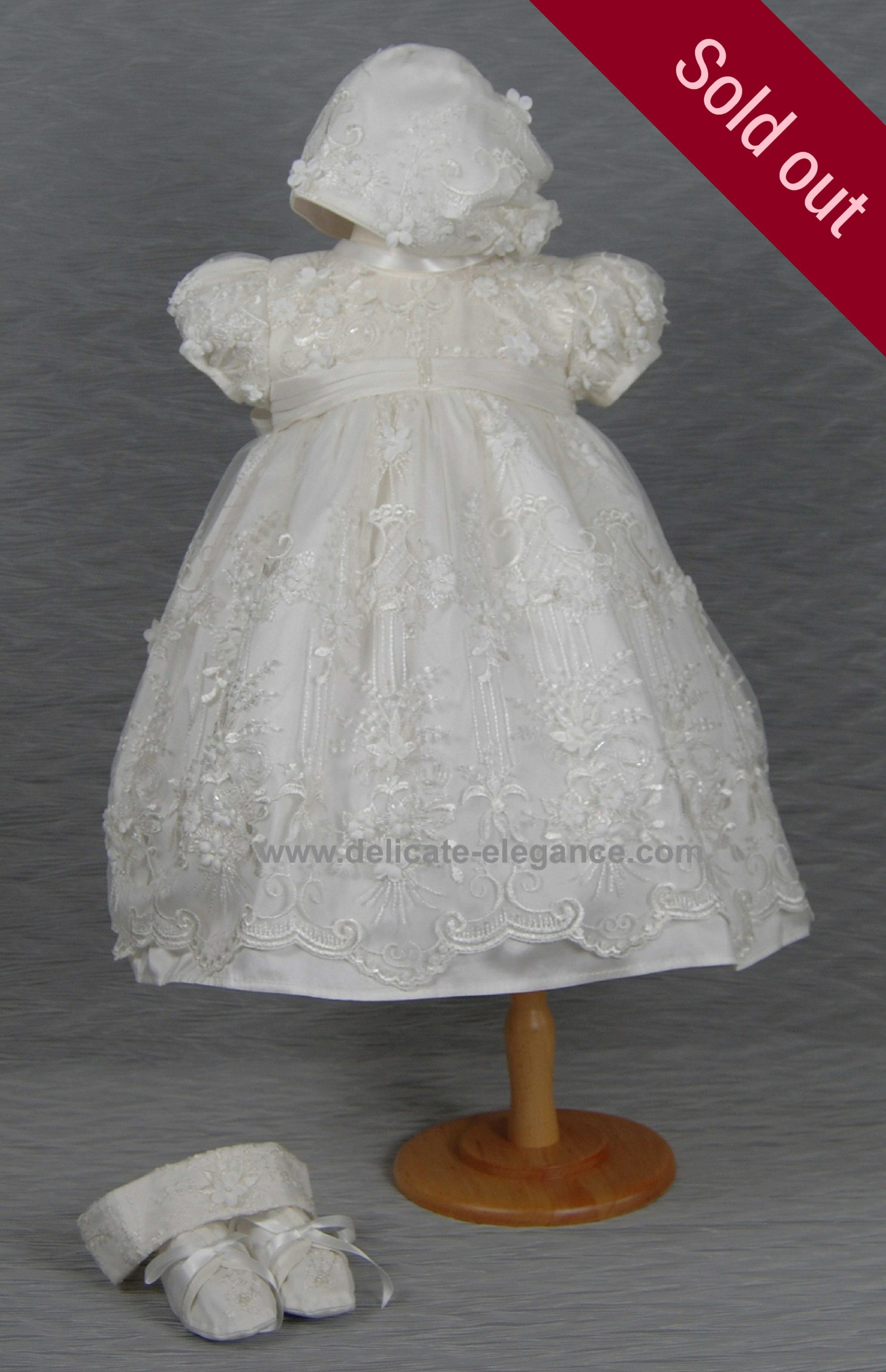 4268 (Ivory Lace): Girls' Silk Christening Dress