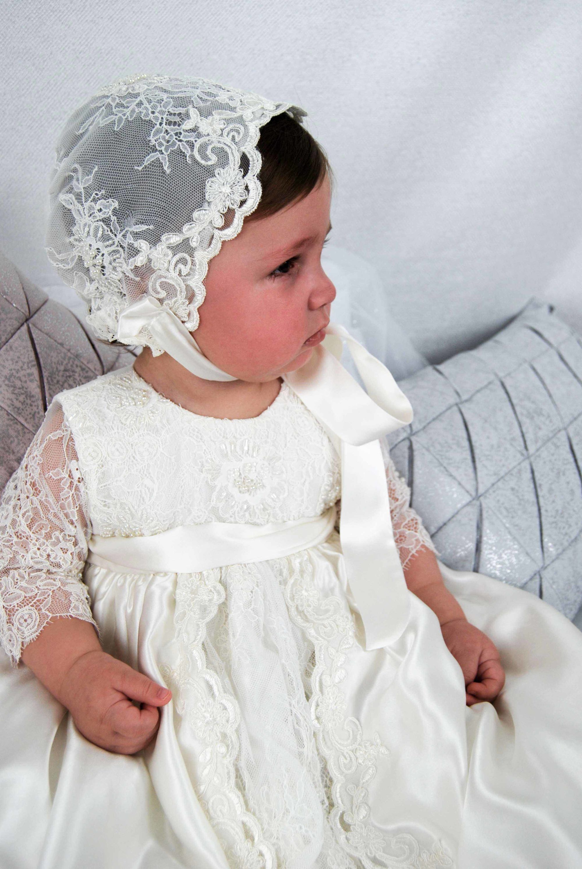 4261B: Girls' Silk Satin Christening Gown