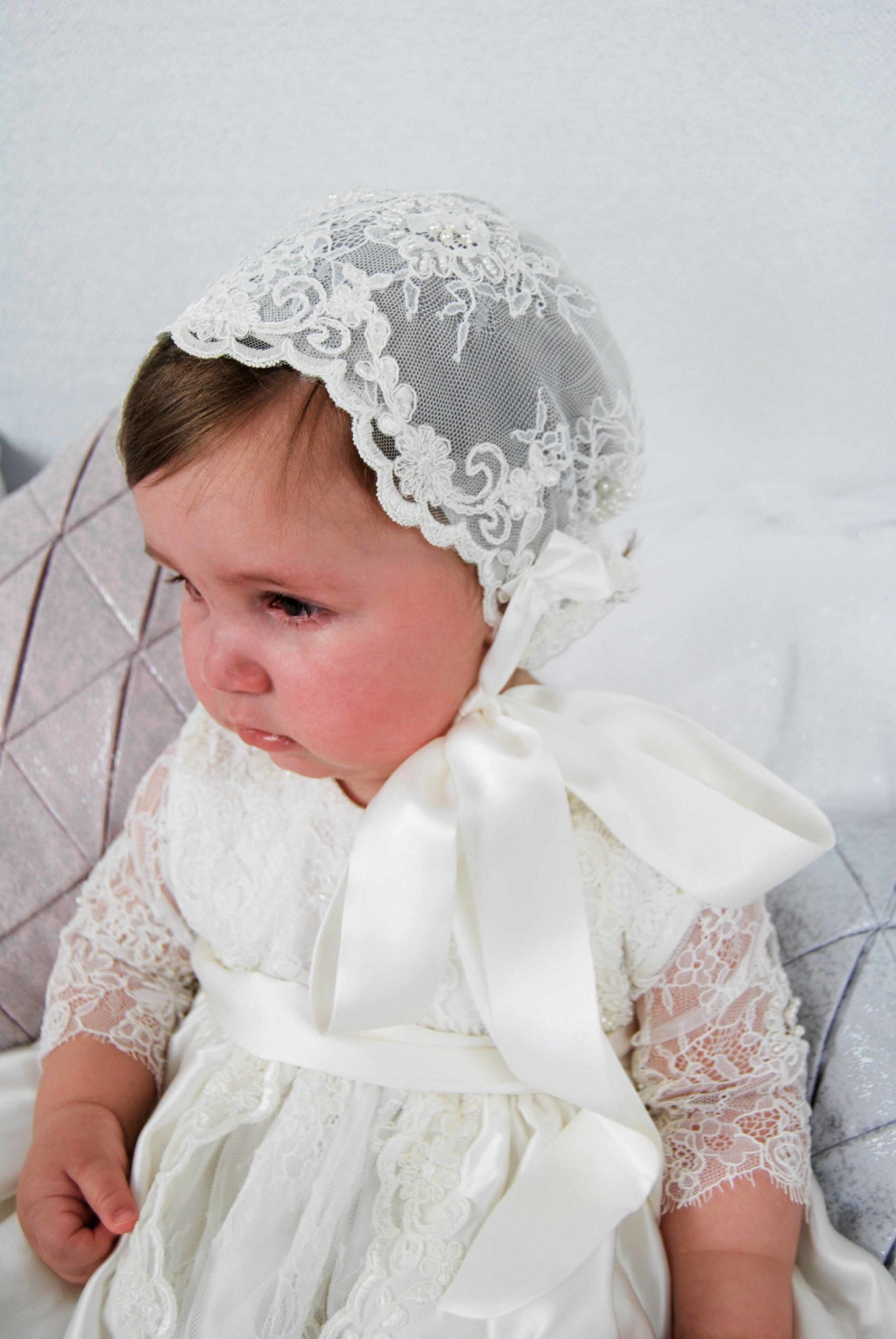 4261B: Girls' Silk Satin Christening Gown