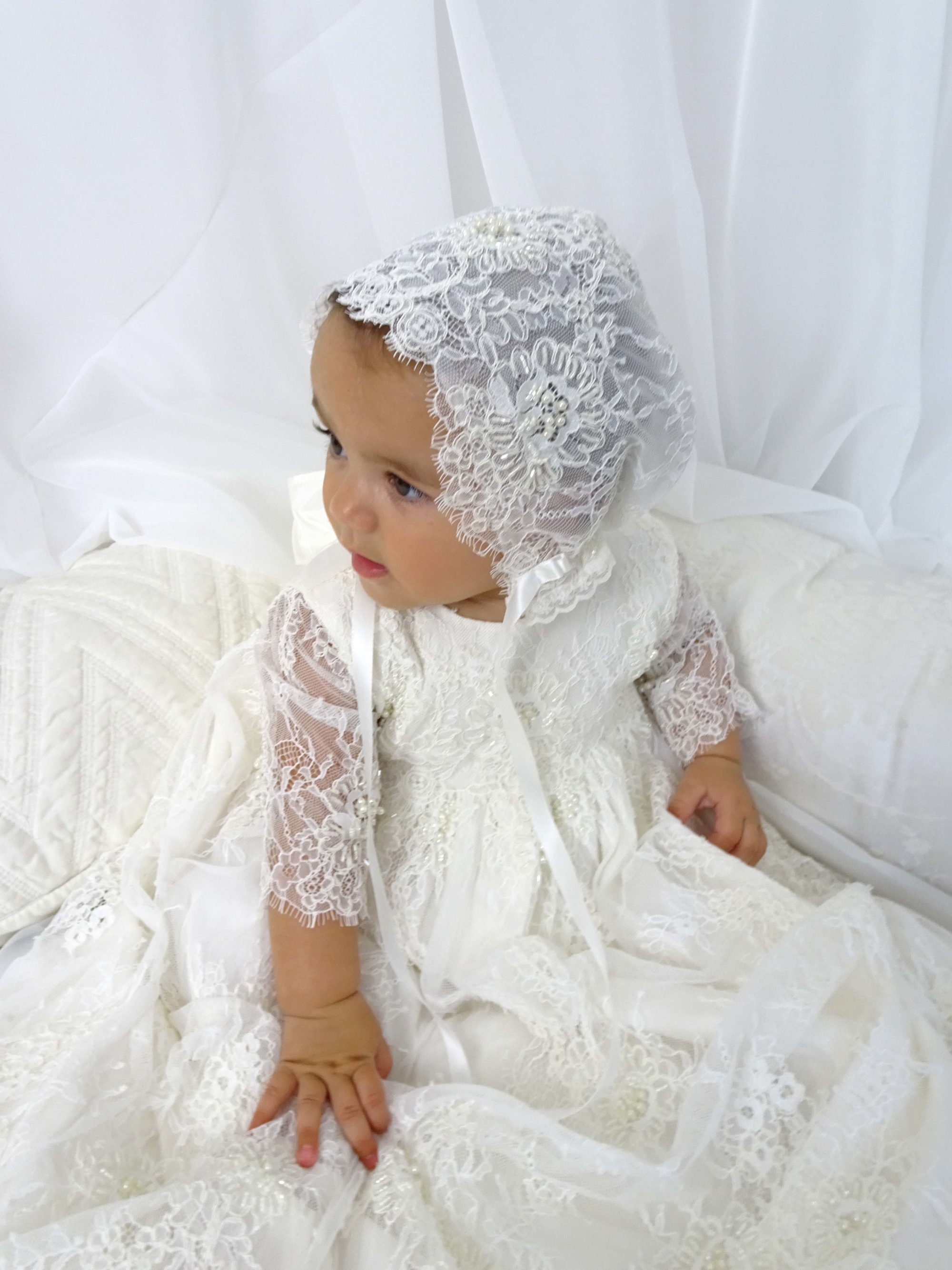 4261B SP: Girls' Silk Satin Christening Gown