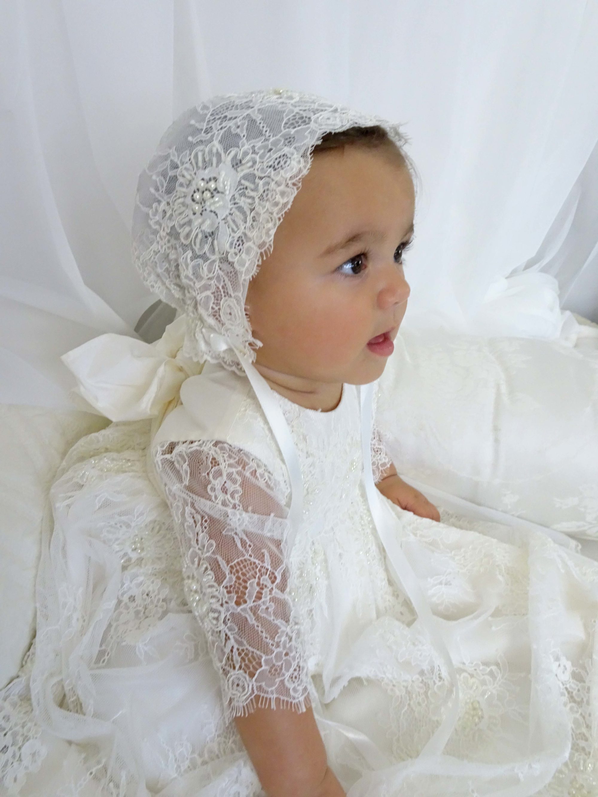 4261B SP: Girls' Silk Satin Christening Gown