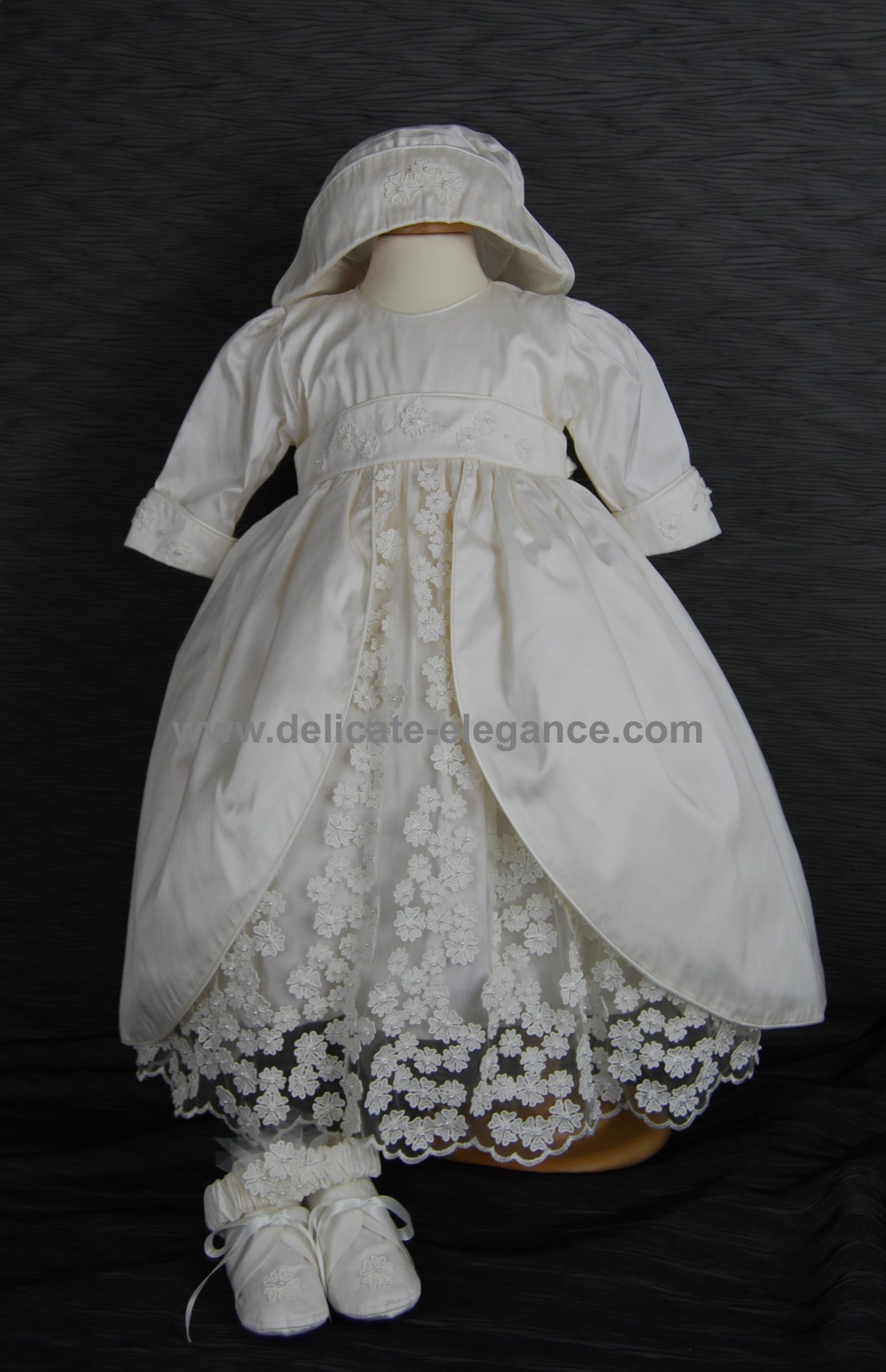 4195B: Girls' Silk Christening Dress