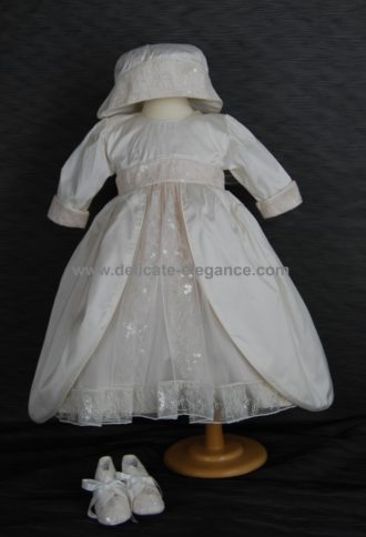 4199D (Pink): Girls' Silk Christening Dress