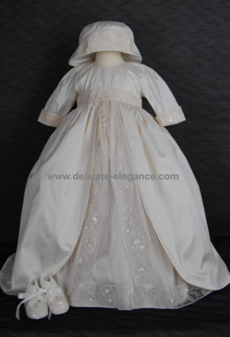 4199G (Pink): Girls' Silk Christening Gown