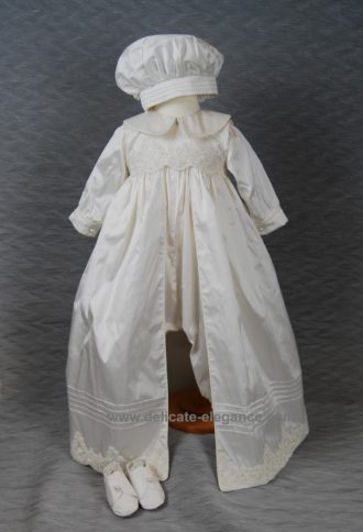 4294: Boys' Silk Christening Romper & Cape