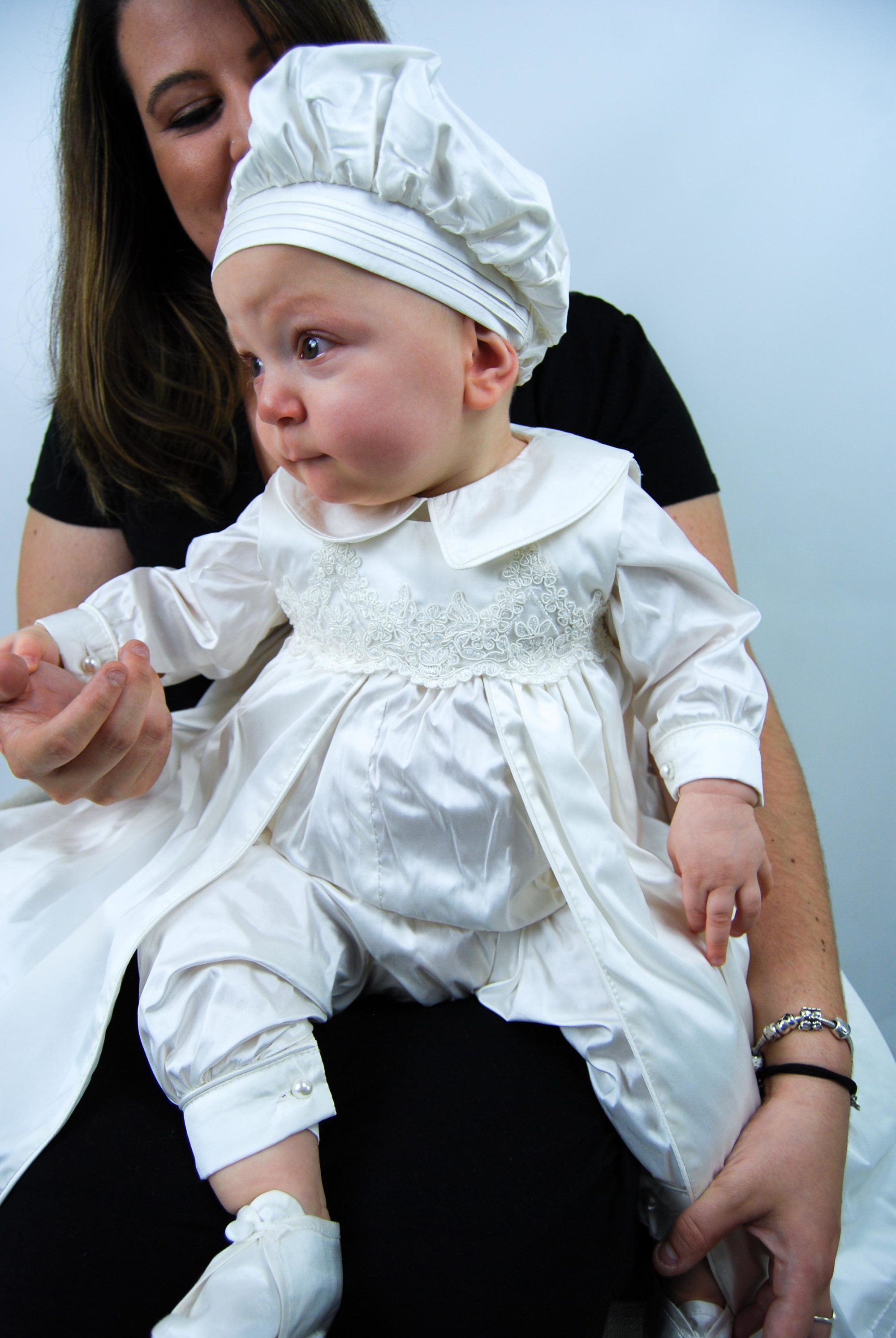 4294: Boys' Silk Christening Romper & Cape