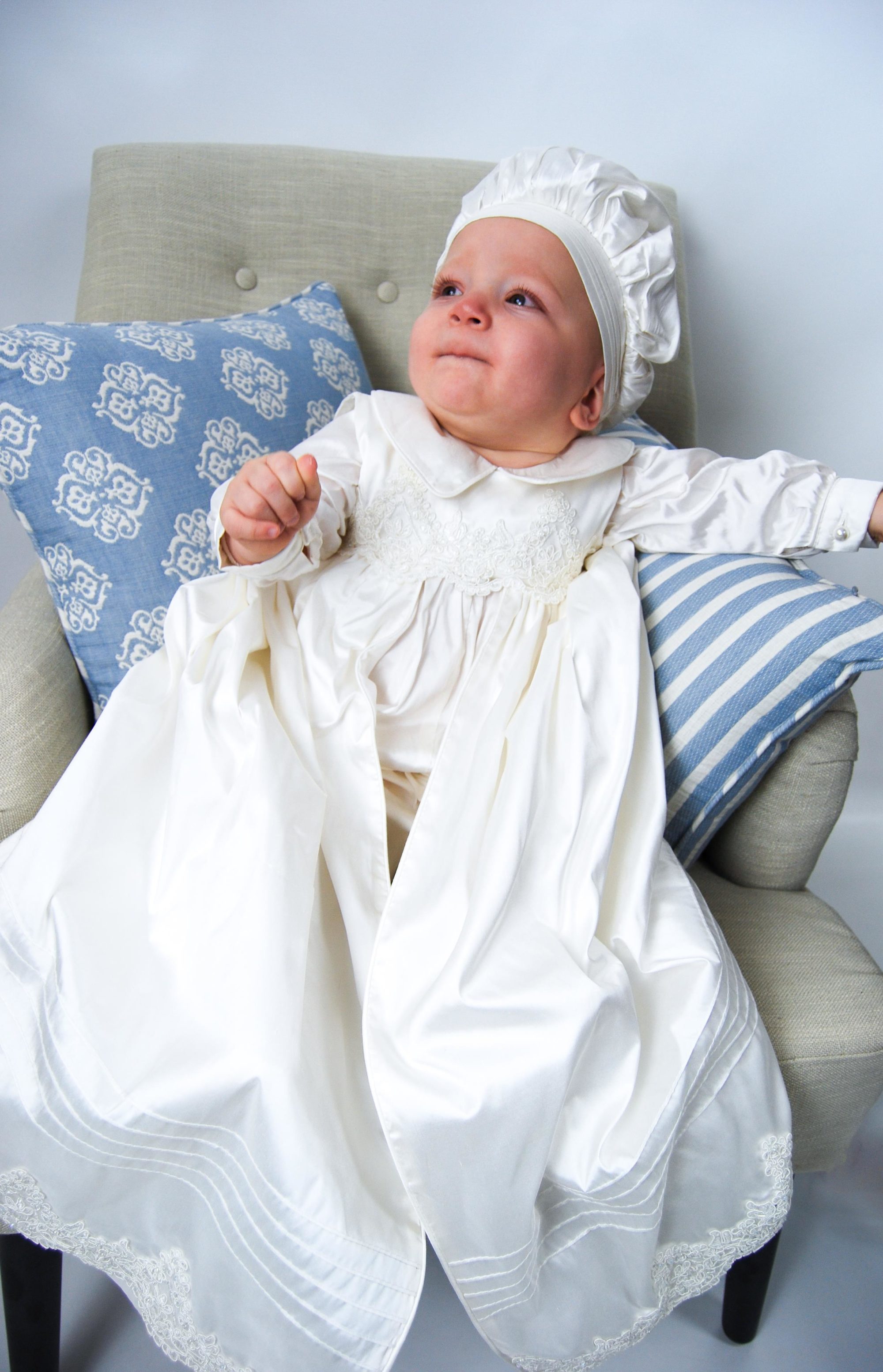 4294: Boys' Silk Christening Romper & Cape