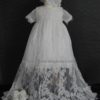 4295PD: Girls' Silk Christening Dress & Lace Pinafore
