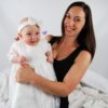 4295PD: Girls' Silk Christening Dress & Lace Pinafore