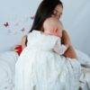 4295PD: Girls' Silk Christening Dress & Lace Pinafore