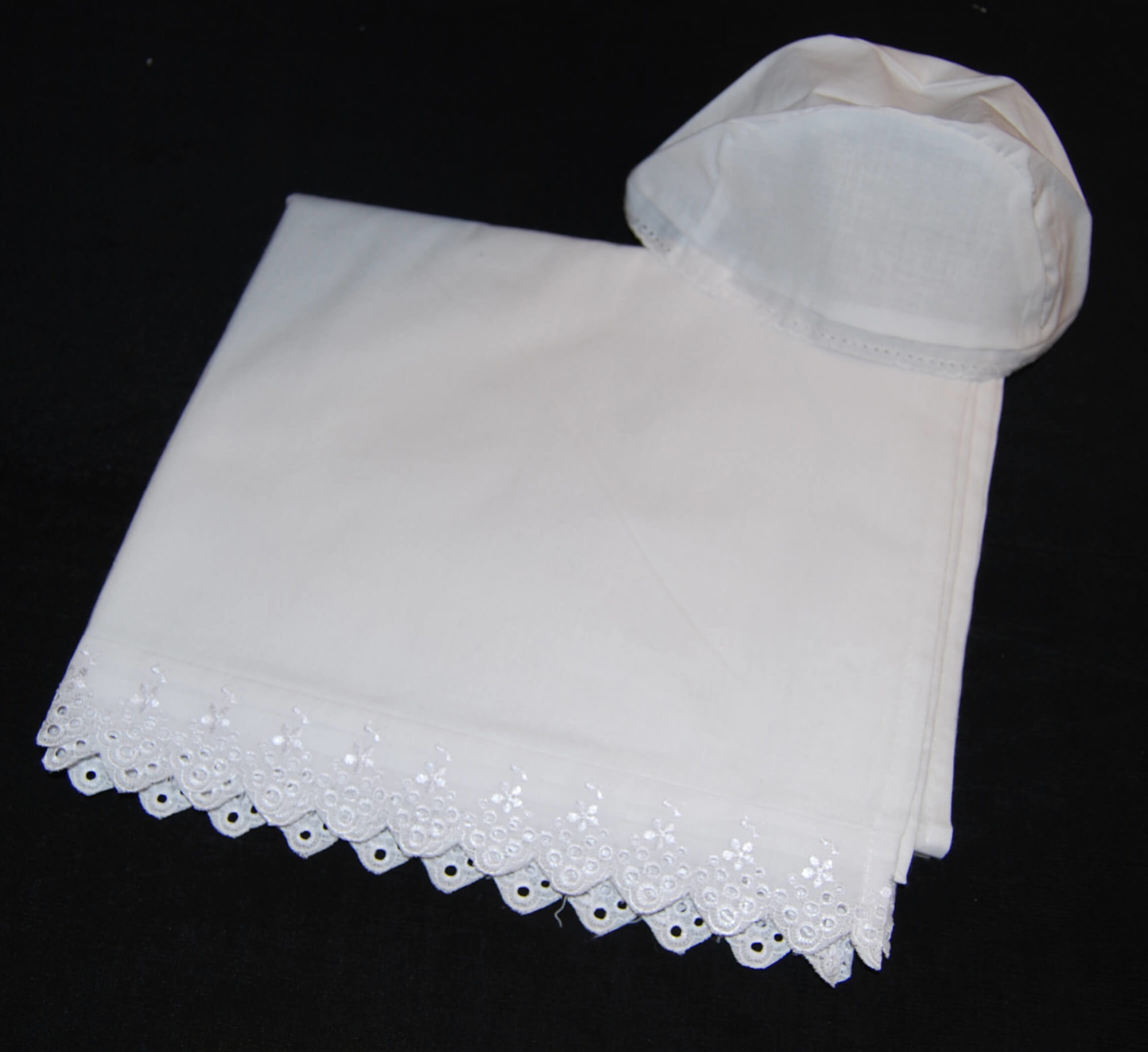 Ceremonial Cotton Top Cot Sheet & Hat