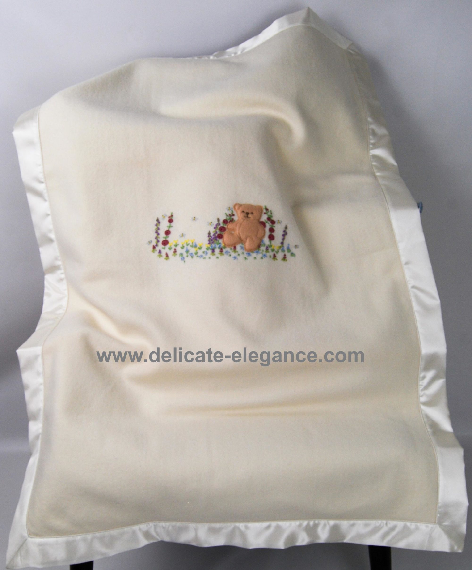 Cot Blanket with Embroidered Bear