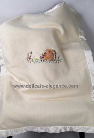 Cot Blanket with Embroidered Bear