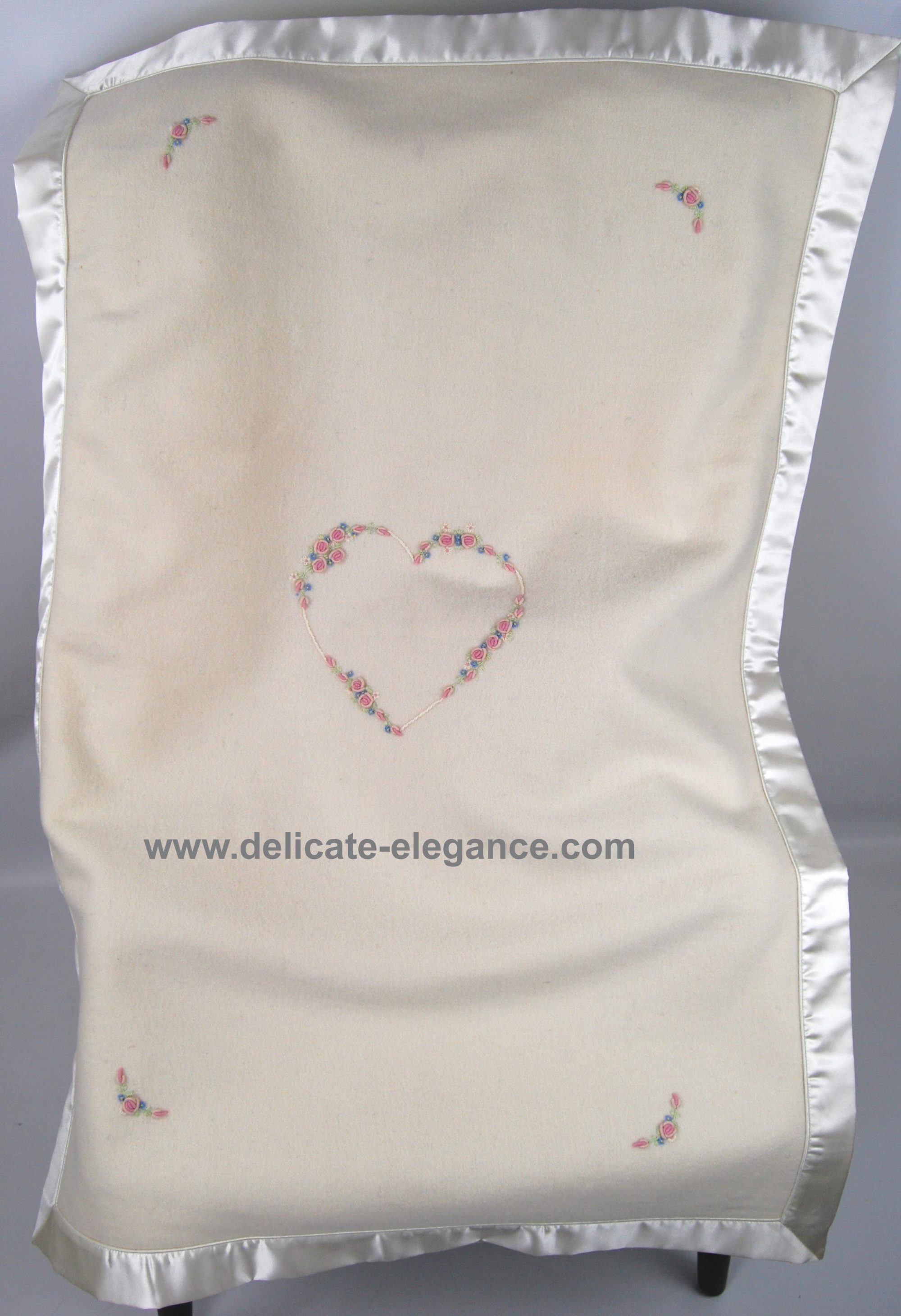 Cot Blanket with Embroidered Heart