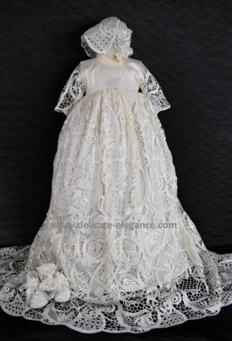 4300 (Ivory Lace): Girls' Silk Christening Gown