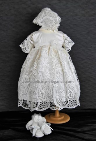 4301 (Ivory Lace): Girls' Silk Christening Dress