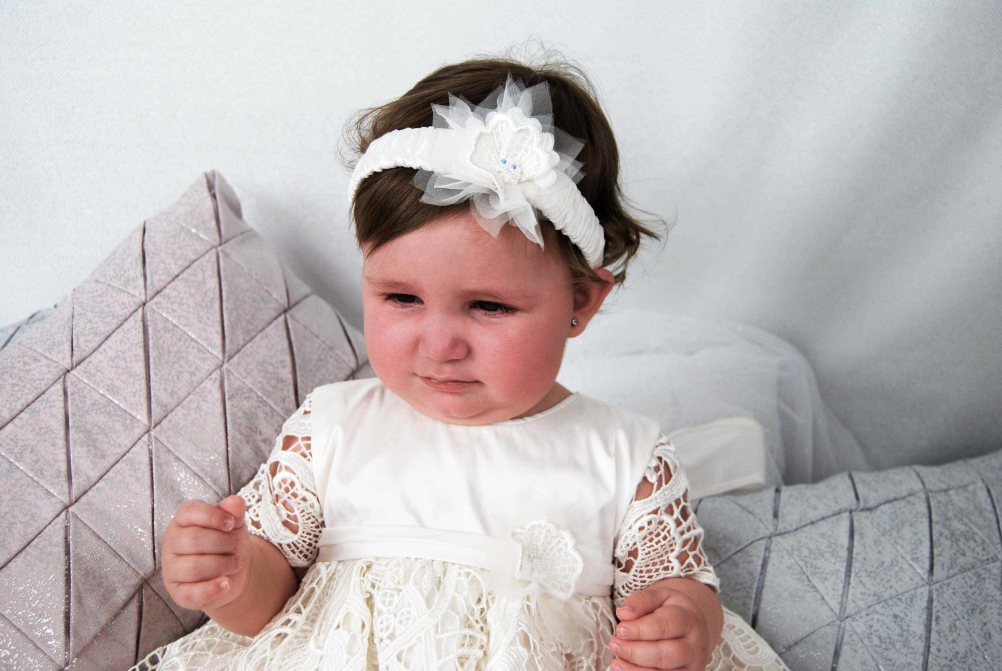 4301 (Ivory Lace): Girls' Silk Christening Dress