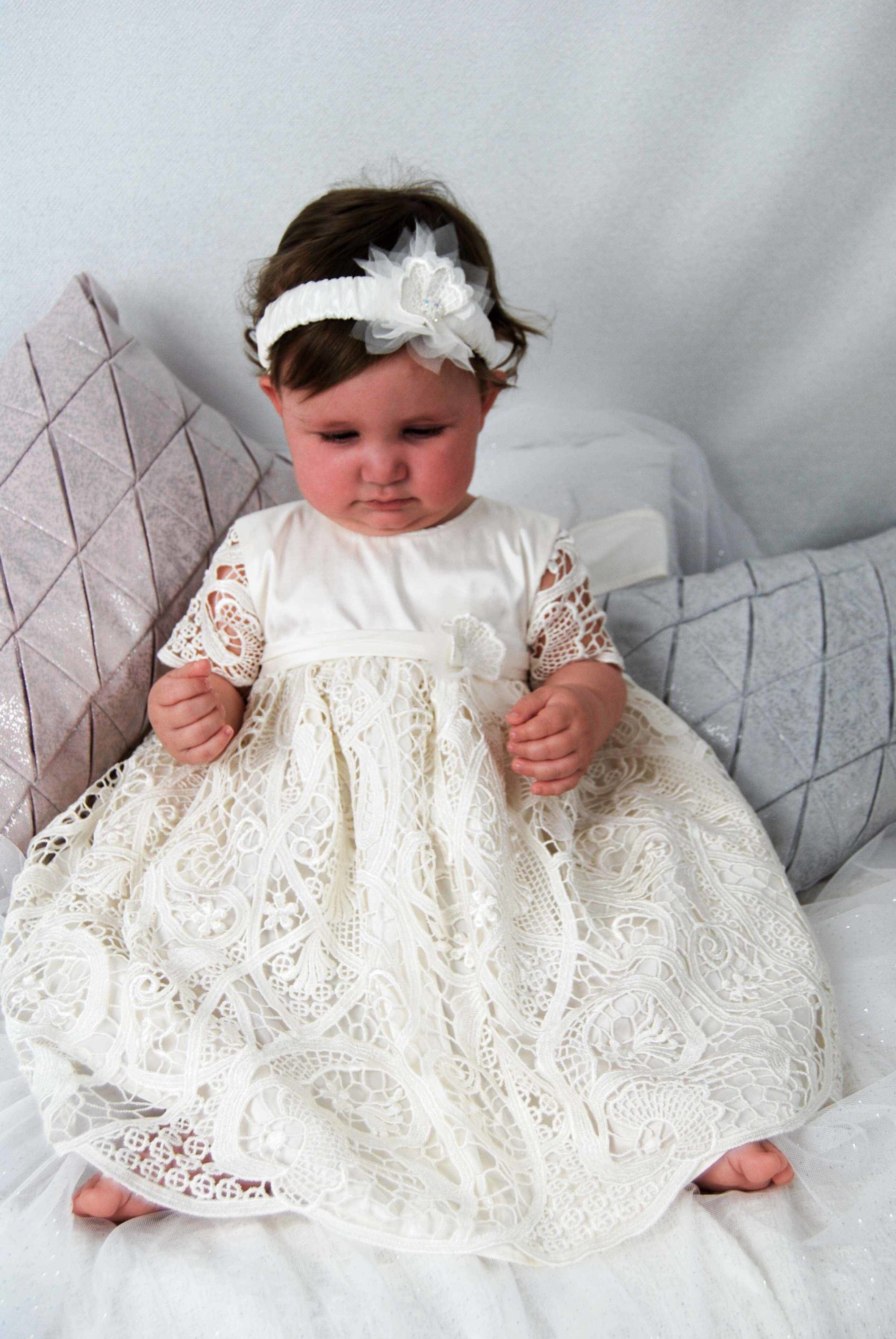 4301 (Ivory Lace): Girls' Silk Christening Dress