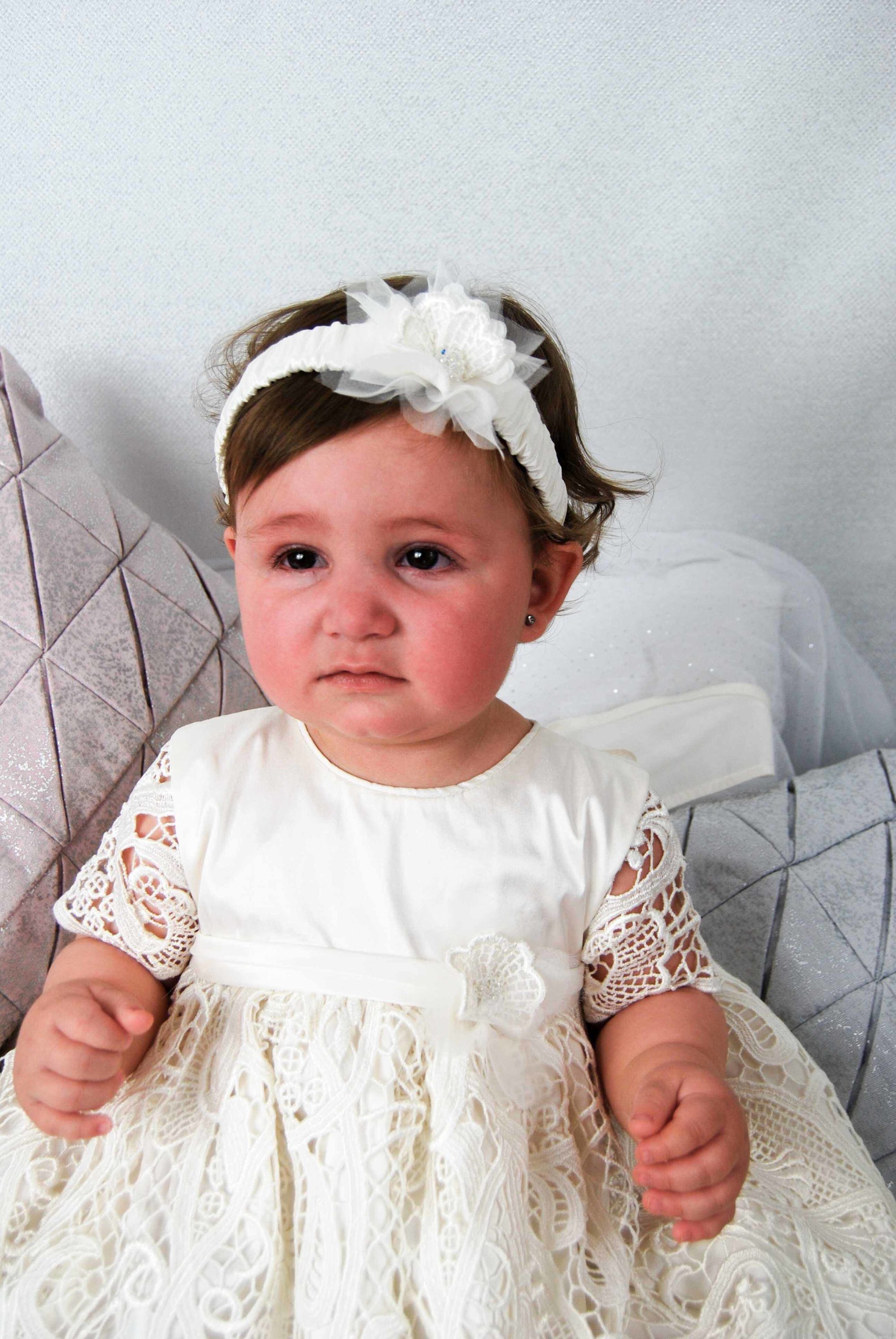 4301 (Ivory Lace): Girls' Silk Christening Dress