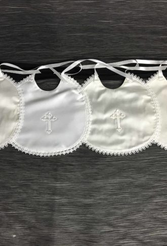 Cross Bib with Lace Edging