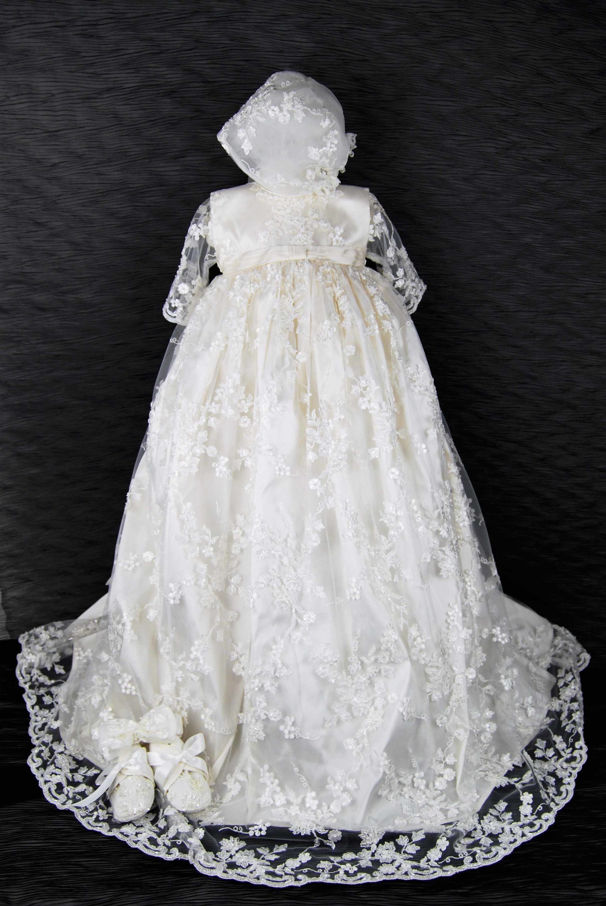 4239-01 (Ivory Lace): Girls' Silk Christening Gown