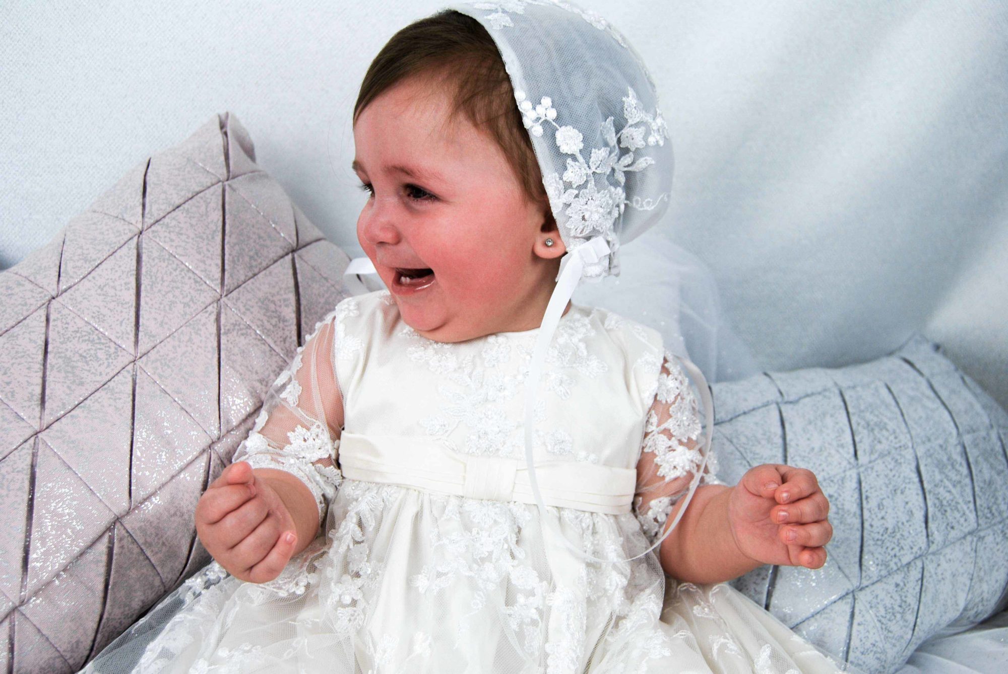 4239-01 (Ivory Lace): Girls' Silk Christening Gown